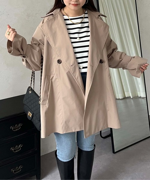 prose verse(プロズヴェール)の「ミドル丈Aライントレンチコート(トレンチコート・レディース・ベージュ・LARGE/MEDIUM)」の15枚目の写真
