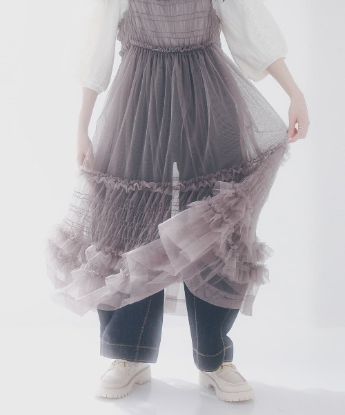 somari imagination(ソマリ イマジネーション)の「『フリルサスペンダー付きデニム』(デニムパンツ・レディース・ホワイト/インディゴブルー・1/2)」の16枚目の写真