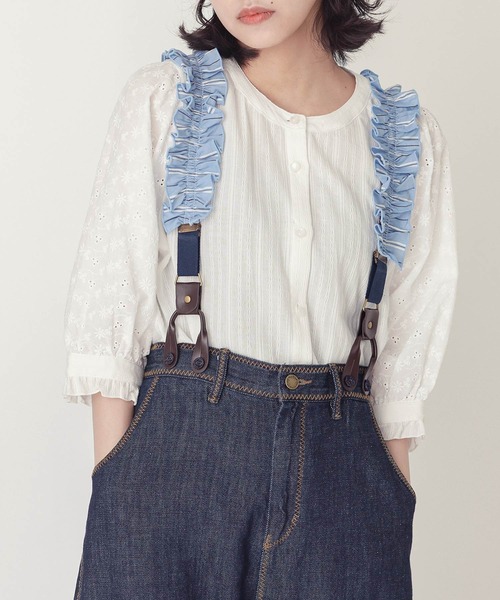 somari imagination(ソマリ イマジネーション)の「『フリルサスペンダー付きデニム』(デニムパンツ・レディース・ホワイト/インディゴブルー・1/2)」の22枚目の写真