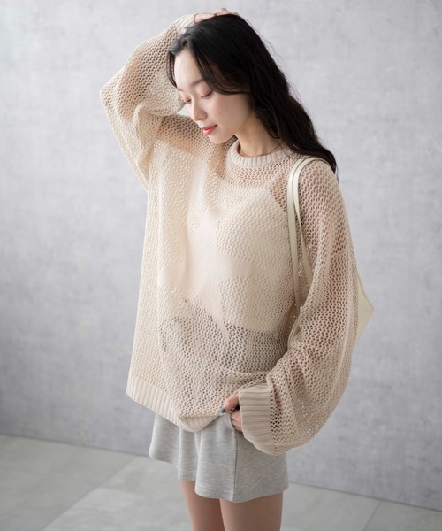 WEGO(ウィゴー)の「WEGO/スターメッシュニットプルオーバー(ニット/セーター・レディース・ブラック/アイボリー・FREE)」の16枚目の写真