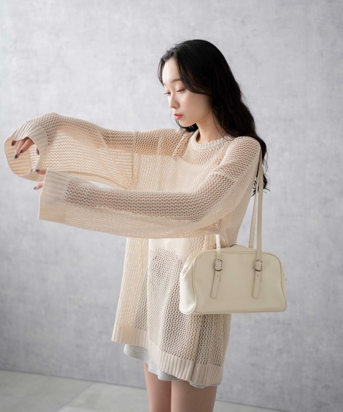 WEGO(ウィゴー)の「WEGO/スターメッシュニットプルオーバー(ニット/セーター・レディース・ブラック/アイボリー・FREE)」の17枚目の写真