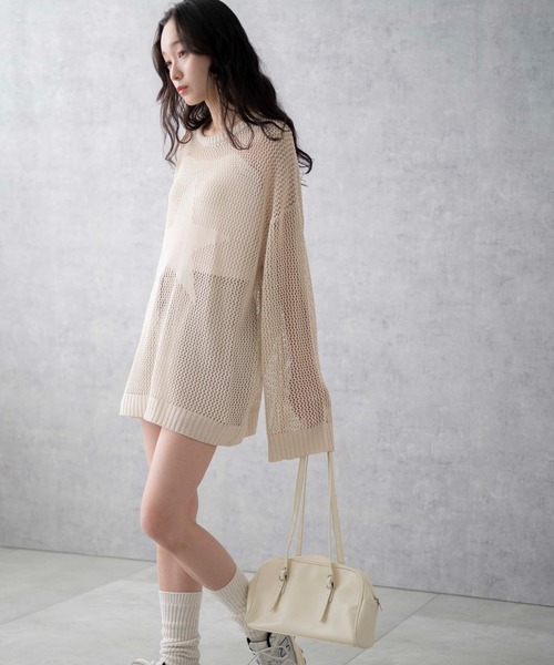 WEGO(ウィゴー)の「WEGO/スターメッシュニットプルオーバー(ニット/セーター・レディース・ブラック/アイボリー・FREE)」の20枚目の写真