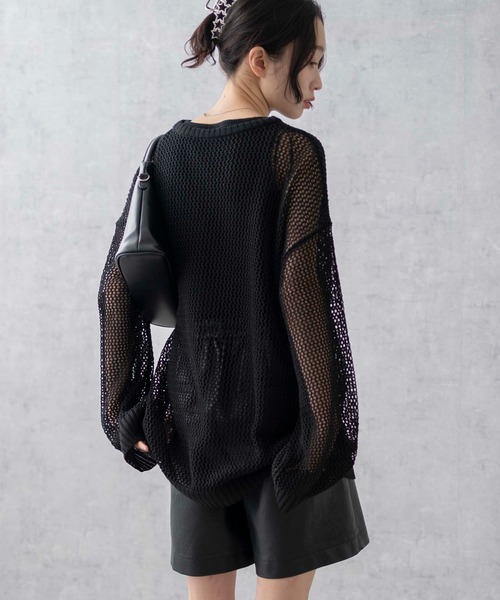 WEGO(ウィゴー)の「WEGO/スターメッシュニットプルオーバー(ニット/セーター・レディース・ブラック/アイボリー・FREE)」の11枚目の写真