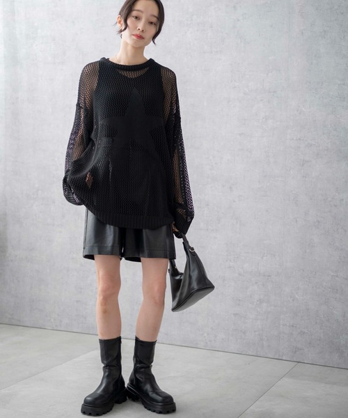 WEGO(ウィゴー)の「WEGO/スターメッシュニットプルオーバー(ニット/セーター・レディース・ブラック/アイボリー・FREE)」の12枚目の写真