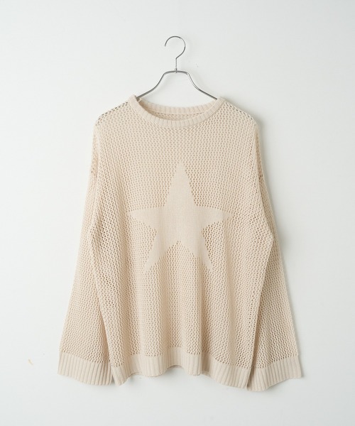 WEGO(ウィゴー)の「WEGO/スターメッシュニットプルオーバー(ニット/セーター・レディース・ブラック/アイボリー・FREE)」の13枚目の写真