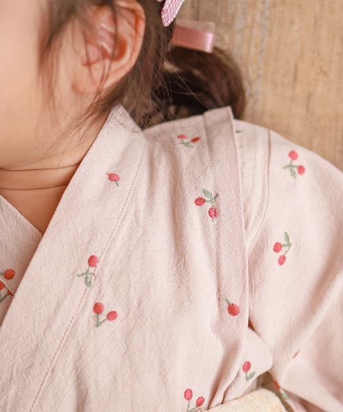 coto cotte（コトコト）の「ふわリボン 2Pゆかた(さくらんぼ刺繍