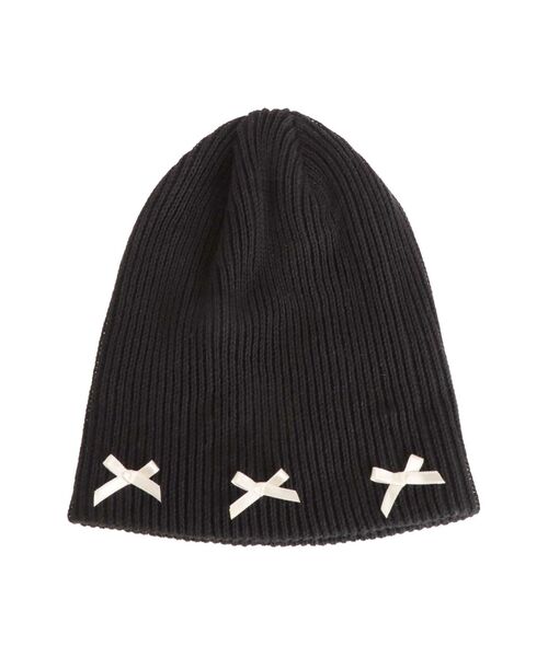 jouetie（ジュエティ）の「リボンビーニー（ニットキャップ/ビーニー・レディース・オフホワイト/ブラック・FREE）」の11枚目の写真