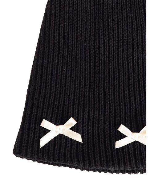 jouetie（ジュエティ）の「リボンビーニー（ニットキャップ/ビーニー・レディース・オフホワイト/ブラック・FREE）」の12枚目の写真