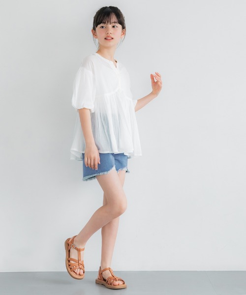 coca（coca）（コカ）の「キッズ 裾フリンジダメージデニムショートパンツ（デニムパンツ・キッズ・ホワイト/ブルー/ブラック・140/130/120/110/150）」の8枚目の写真