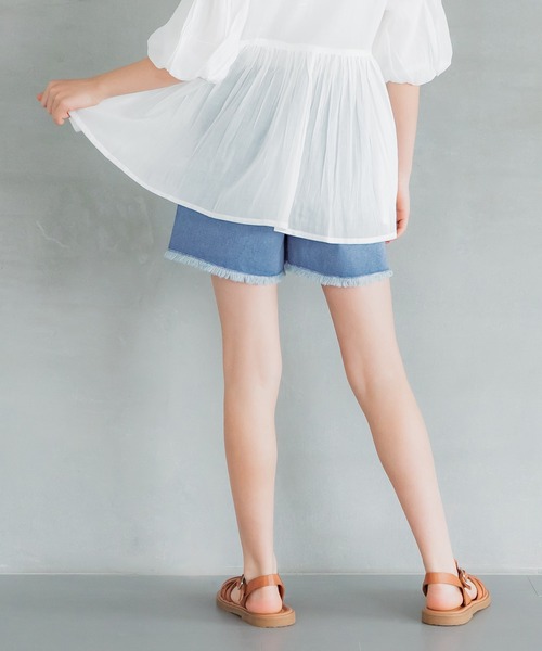 coca（coca）（コカ）の「キッズ 裾フリンジダメージデニムショートパンツ（デニムパンツ・キッズ・ホワイト/ブルー/ブラック・140/130/120/110/150）」の9枚目の写真