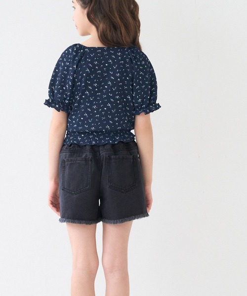 coca（coca）（コカ）の「キッズ 裾フリンジダメージデニムショートパンツ（デニムパンツ・キッズ・ホワイト/ブルー/ブラック・140/130/120/110/150）」の12枚目の写真