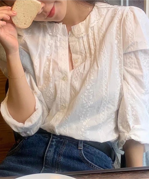 BLANC FICELLE(ブランフィセル)の「レース シャツ(シャツ/ブラウス・レディース・ホワイト・S/M/L)」の3枚目の写真