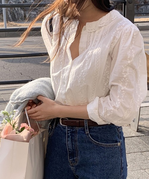 BLANC FICELLE(ブランフィセル)の「レース シャツ(シャツ/ブラウス・レディース・ホワイト・S/M/L)」の4枚目の写真