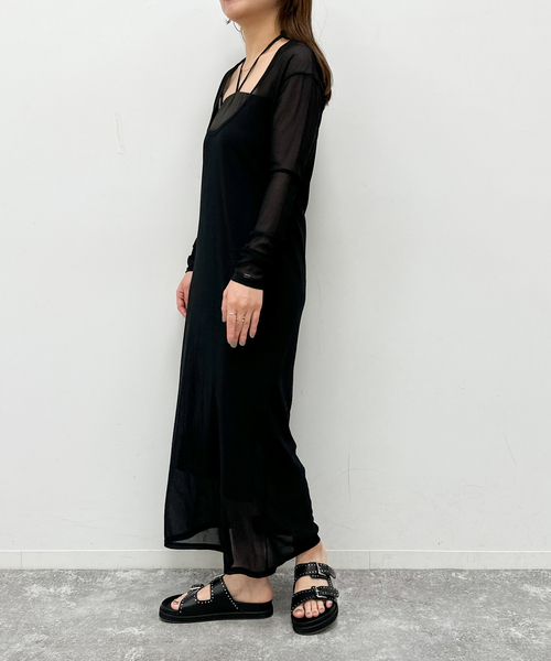 U by SPICK&SPAN（ユーバイスピックアンドスパン）の「ロングシアーワンピース（ワンピース・レディース・ブラック/ブルー・FREE）」の3枚目の写真
