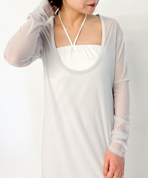 U by SPICK&SPAN（ユーバイスピックアンドスパン）の「ロングシアーワンピース（ワンピース・レディース・ブラック/ブルー・FREE）」の11枚目の写真