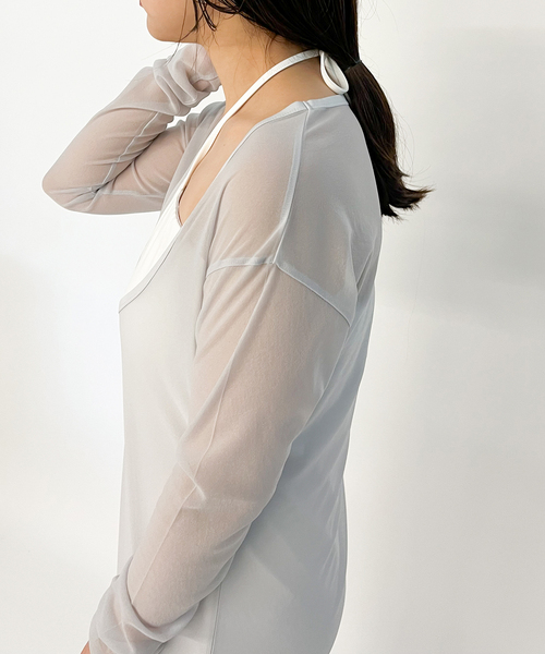 U by SPICK&SPAN（ユーバイスピックアンドスパン）の「ロングシアーワンピース（ワンピース・レディース・ブラック/ブルー・FREE）」の12枚目の写真