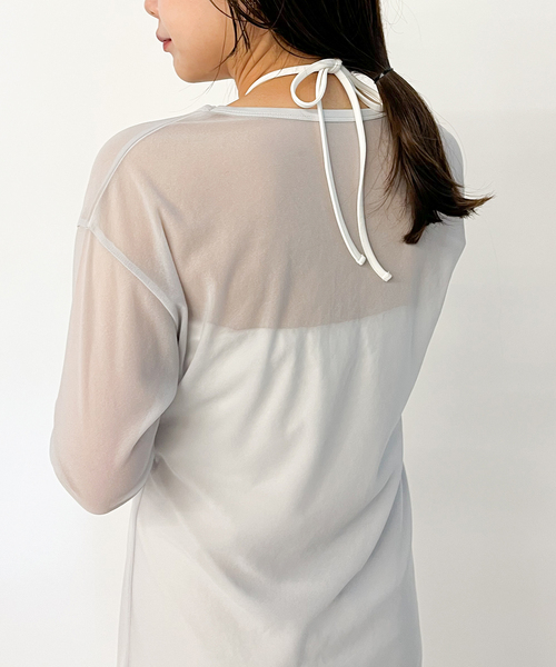 U by SPICK&SPAN（ユーバイスピックアンドスパン）の「ロングシアーワンピース（ワンピース・レディース・ブラック/ブルー・FREE）」の13枚目の写真