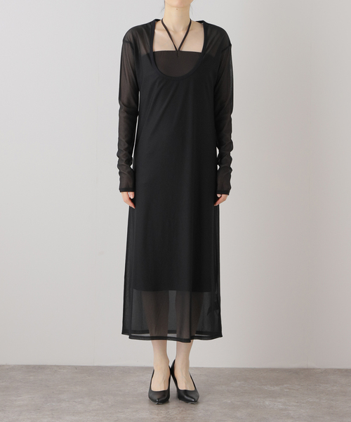 U by SPICK&SPAN（ユーバイスピックアンドスパン）の「ロングシアーワンピース（ワンピース・レディース・ブラック/ブルー・FREE）」の14枚目の写真