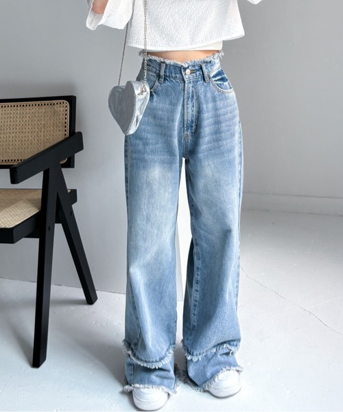 EPIMI E'PIMMY(エピミエピミー)の「ダブルフリンジストレートデニム(デニムパンツ・レディース・ブラック/グレー/ブルー・SMALL/MEDIUM)」の3枚目の写真