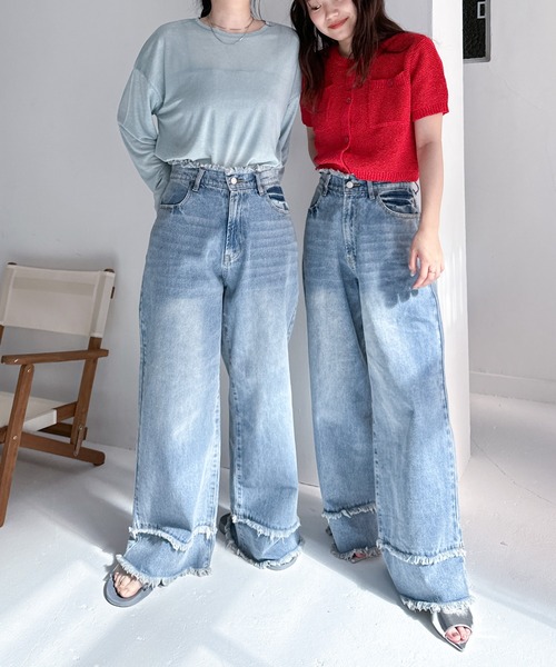 EPIMI E'PIMMY(エピミエピミー)の「ダブルフリンジストレートデニム(デニムパンツ・レディース・ブラック/グレー/ブルー・SMALL/MEDIUM)」の18枚目の写真