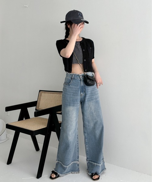 EPIMI E'PIMMY(エピミエピミー)の「ダブルフリンジストレートデニム(デニムパンツ・レディース・ブラック/グレー/ブルー・SMALL/MEDIUM)」の12枚目の写真