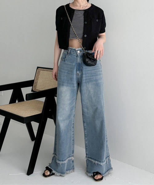 EPIMI E'PIMMY(エピミエピミー)の「ダブルフリンジストレートデニム(デニムパンツ・レディース・ブラック/グレー/ブルー・SMALL/MEDIUM)」の14枚目の写真