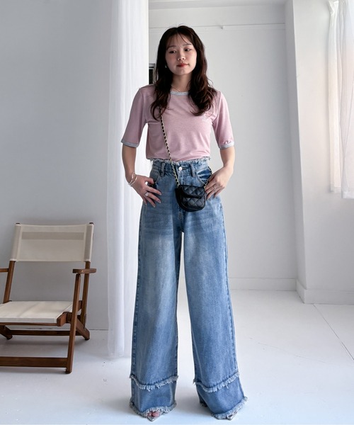 EPIMI E'PIMMY(エピミエピミー)の「ダブルフリンジストレートデニム(デニムパンツ・レディース・ブラック/グレー/ブルー・SMALL/MEDIUM)」の9枚目の写真