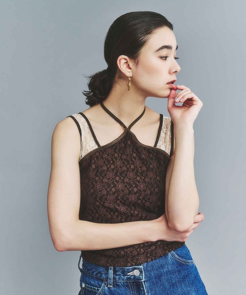 atmos pink（アトモスピンク）の「atmos pink Halter neck lace tank top / アトモス ピンク ホルター ネック レース タンク トップ（タンクトップ・レディース・ブラック/ブラウン/ホワイト・M/S）」の3枚目の写真
