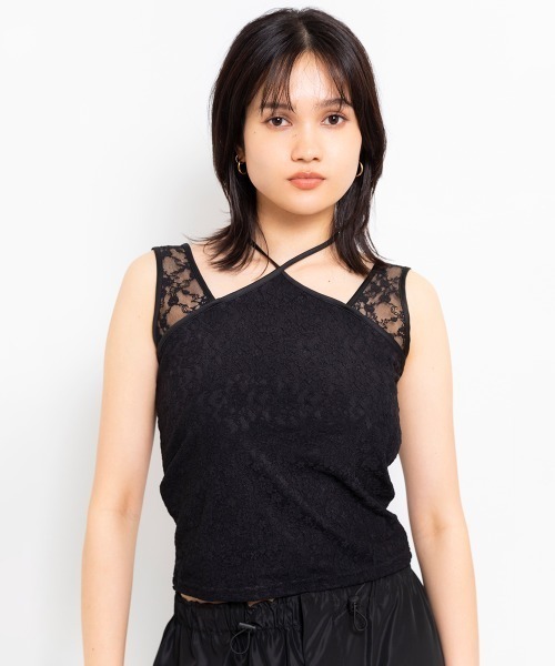 atmos pink（アトモスピンク）の「atmos pink Halter neck lace tank top / アトモス ピンク ホルター ネック レース タンク トップ（タンクトップ・レディース・ブラック/ブラウン/ホワイト・M/S）」の2枚目の写真