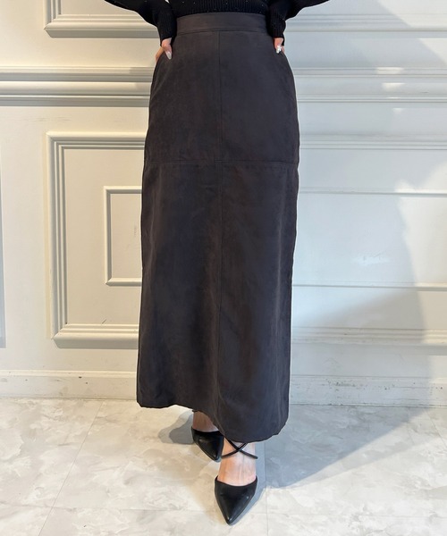 フェイクスウェードスリットロングスカート（スカート）｜ROYAL PARTY（ロイヤルパーティー）