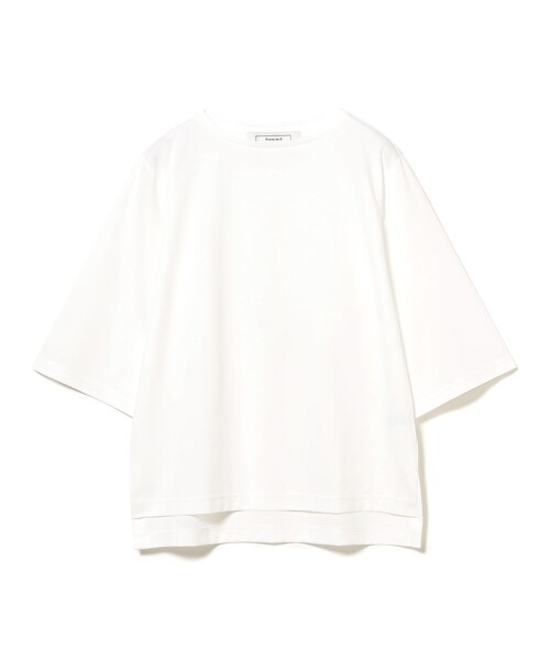 Room no.8(ルームエイト)の「ROOM NO.8 / コットン ハーフスリーブ Tシャツ(Tシャツ/カットソー・レディース・ホワイト/チャコールグレー・ONE SIZE)」の3枚目の写真