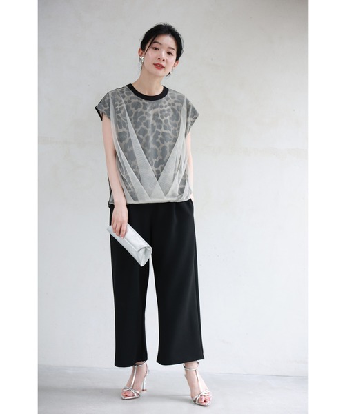 cawaii(カワイイ)の「タックベールを重ねたヒョウ柄カットソートップス(Tシャツ/カットソー・レディース・ブラック・FREE)」の8枚目の写真