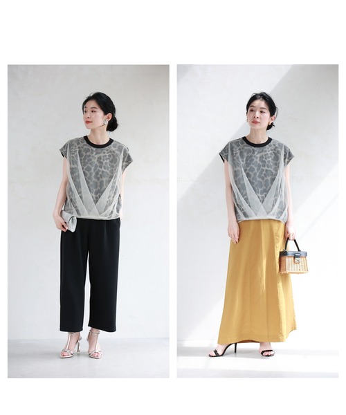 cawaii(カワイイ)の「タックベールを重ねたヒョウ柄カットソートップス(Tシャツ/カットソー・レディース・ブラック・FREE)」の10枚目の写真