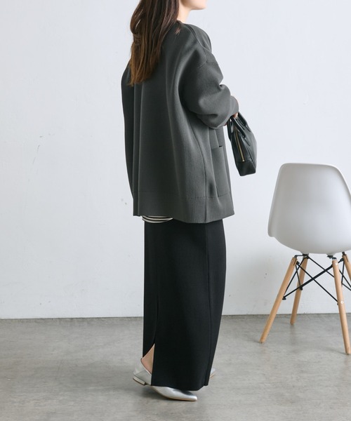 WEB限定・Du noir】スポンディッシュ BIG Vネックカーディガン