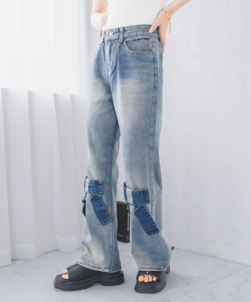 セール】フロントリボンデニムパンツ（デニムパンツ）｜madrepadre