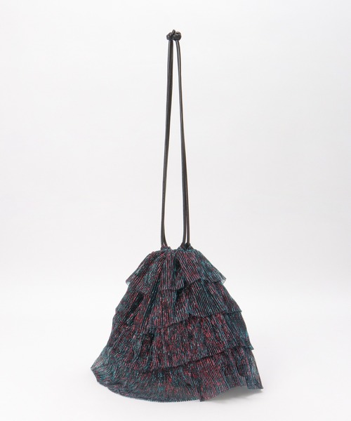 notch.（ノッチ）の「ラメシアープリーツフリル巾着バッグ（ショルダーバッグ・レディース・ブルー系/ブラウン・ONESIZE）」の6枚目の写真