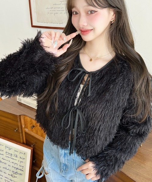 moment+（モーメントプラス）の「前後2WAYショート丈フリンジリボン