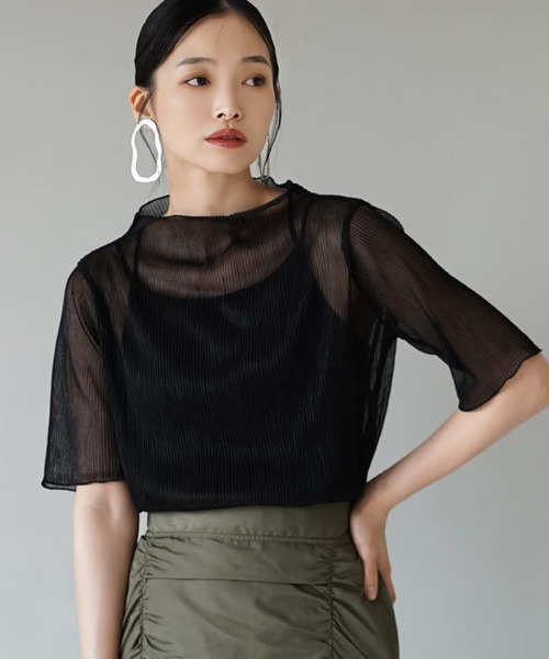 e-zakkamania stores(イーザッカマニアストアーズ)の「グリッターリブ シアープルオーバー(Tシャツ/カットソー・レディース・ブラック/ゴールド/シルバーグレー・M)」の10枚目の写真