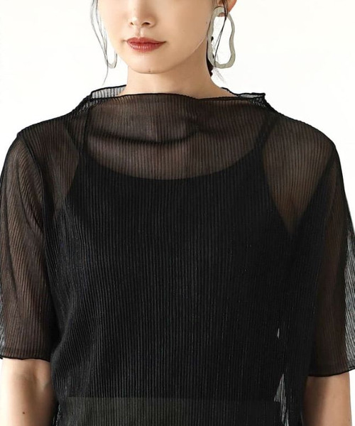 e-zakkamania stores(イーザッカマニアストアーズ)の「グリッターリブ シアープルオーバー(Tシャツ/カットソー・レディース・ブラック/ゴールド/シルバーグレー・M)」の8枚目の写真