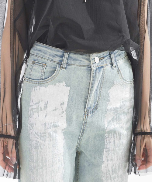 Lo-Fi（ローファイ）の「箔プリントストレートデニム（デニムパンツ・レディース・ブルー・L/M/S）」の9枚目の写真