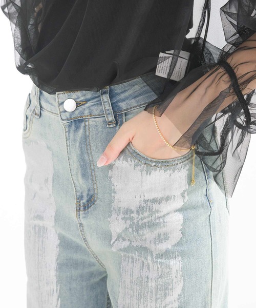 Lo-Fi（ローファイ）の「箔プリントストレートデニム（デニムパンツ・レディース・ブルー・L/M/S）」の11枚目の写真