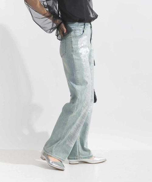 Lo-Fi（ローファイ）の「箔プリントストレートデニム（デニムパンツ・レディース・ブルー・L/M/S）」の3枚目の写真