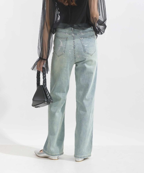 Lo-Fi（ローファイ）の「箔プリントストレートデニム（デニムパンツ・レディース・ブルー・L/M/S）」の4枚目の写真