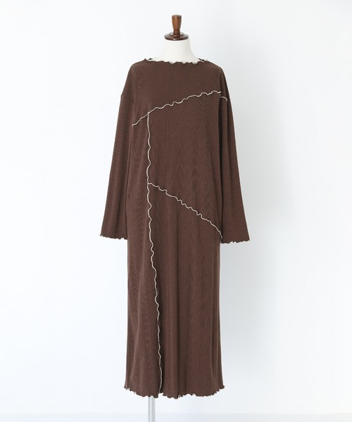 n'OrLABEL（ノアールレーベル）の「『配色メローランダムワンピース』（ワンピース・レディース・ブラウン/カーキ/ブラック・3L/S～Ｍ/L～LL）」の11枚目の写真