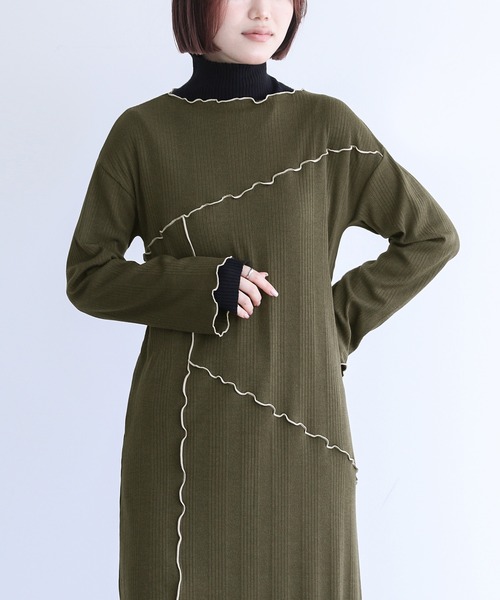 n'OrLABEL（ノアールレーベル）の「『配色メローランダムワンピース』（ワンピース・レディース・ブラウン/カーキ/ブラック・3L/S～Ｍ/L～LL）」の12枚目の写真