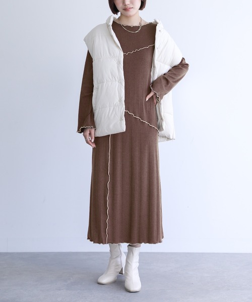 n'OrLABEL（ノアールレーベル）の「『配色メローランダムワンピース』（ワンピース・レディース・ブラウン/カーキ/ブラック・3L/S～Ｍ/L～LL）」の19枚目の写真