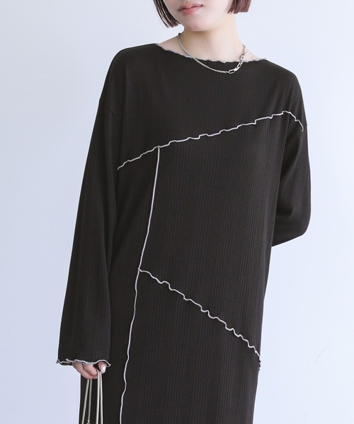 n'OrLABEL（ノアールレーベル）の「『配色メローランダムワンピース』（ワンピース・レディース・ブラウン/カーキ/ブラック・3L/S～Ｍ/L～LL）」の15枚目の写真