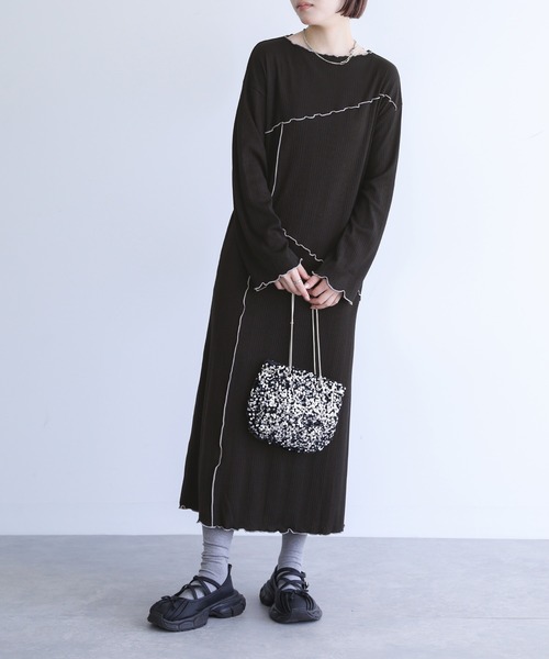 n'OrLABEL（ノアールレーベル）の「『配色メローランダムワンピース』（ワンピース・レディース・ブラウン/カーキ/ブラック・3L/S～Ｍ/L～LL）」の16枚目の写真