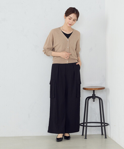 COMME CA ISM(コムサイズム)の「ブークレカーディガン(カーディガン/ボレロ・レディース・ブラック/ベージュ・LARGE/MEDIUM)」の5枚目の写真