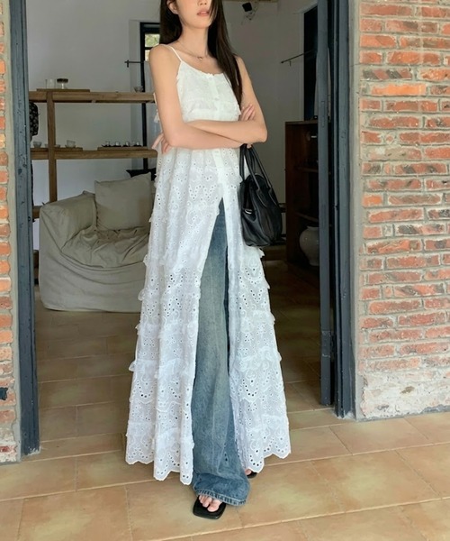 Ritomo De Ricco(リトモ・デ・リコ)の「Ritomo湘南スタイル カットワークパンチングレースワンピース(ワンピース・レディース・ホワイト・MEDIUM/LARGE)」の1枚目の写真